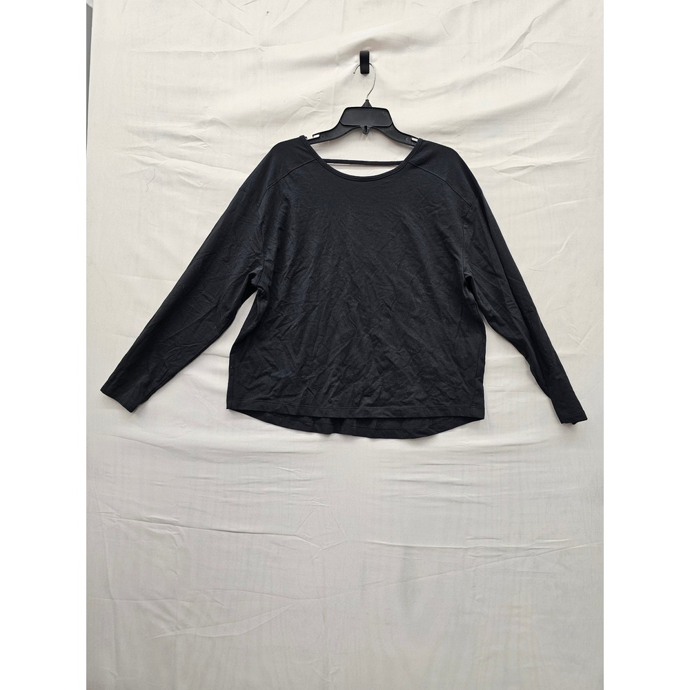 Member's Mark Womens Long Sleeve Active Tee Black Cotton Blend Workout Size M